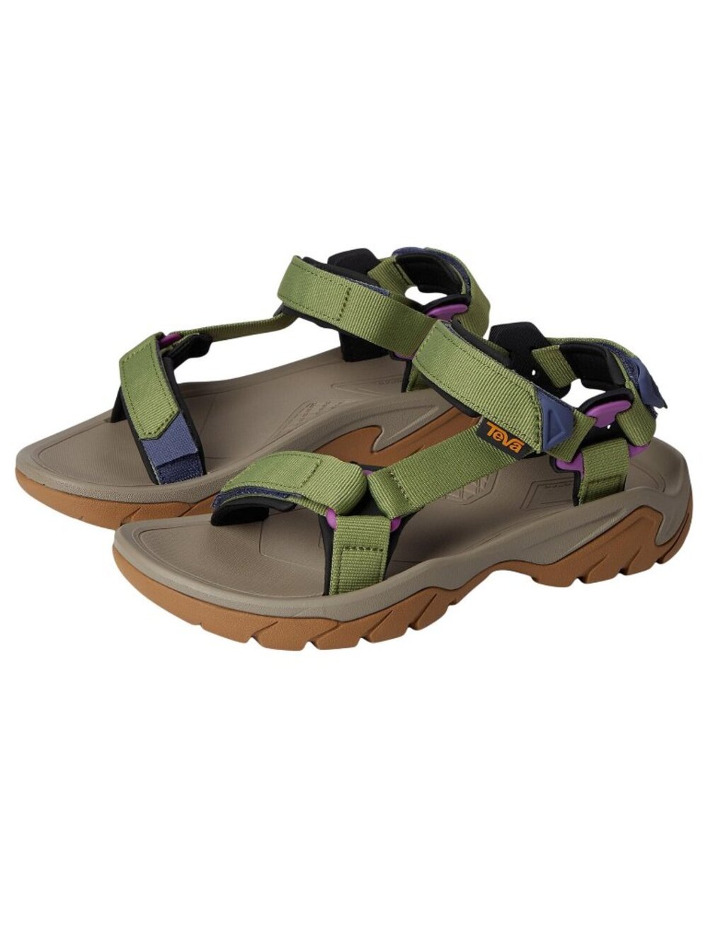 NWT Teva 5 Sport Adjustable Strappy Open Toe Sandals Iguana Green Multi 7M
